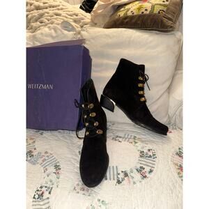 STUART WEITZMAN FASTTRAIN BLACK SUEDE BOOTIES 7.5N